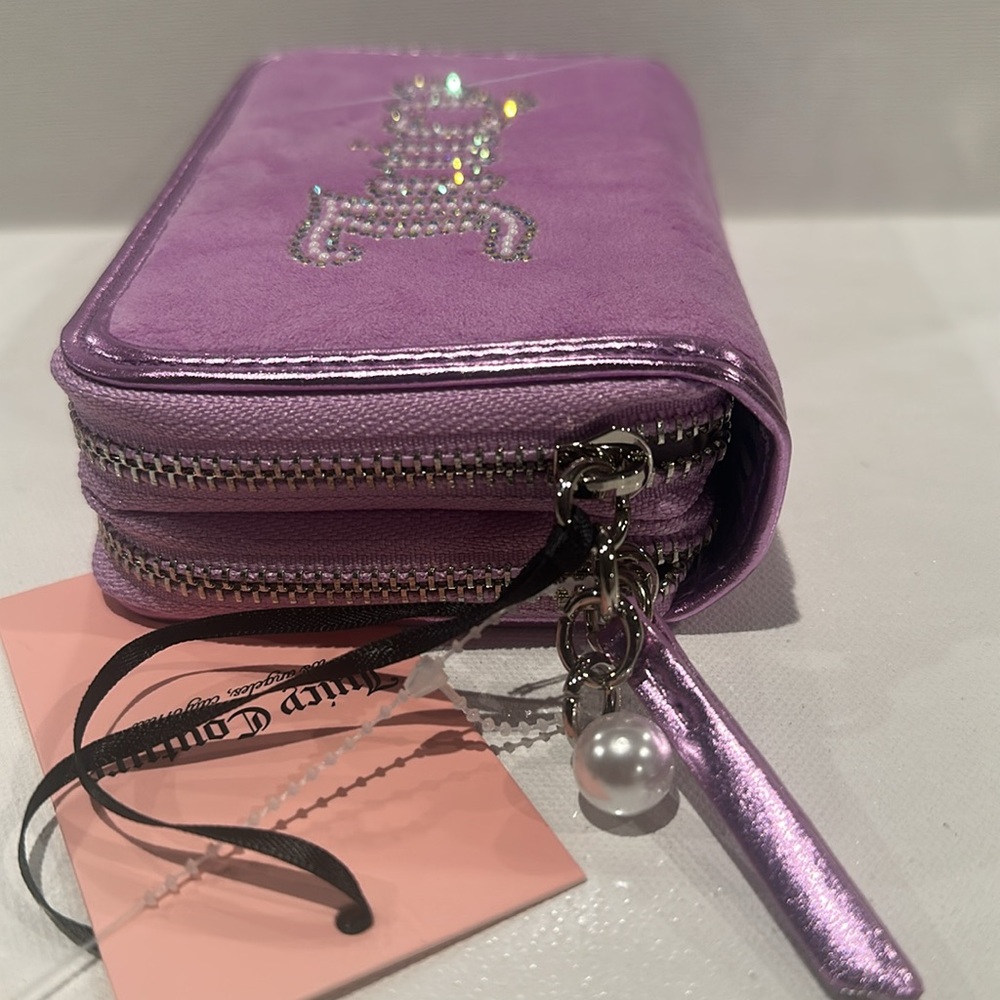 NWT Juicy Couture String of Pearl Double Zip Around Medium wallet. - Picture 6 of 10